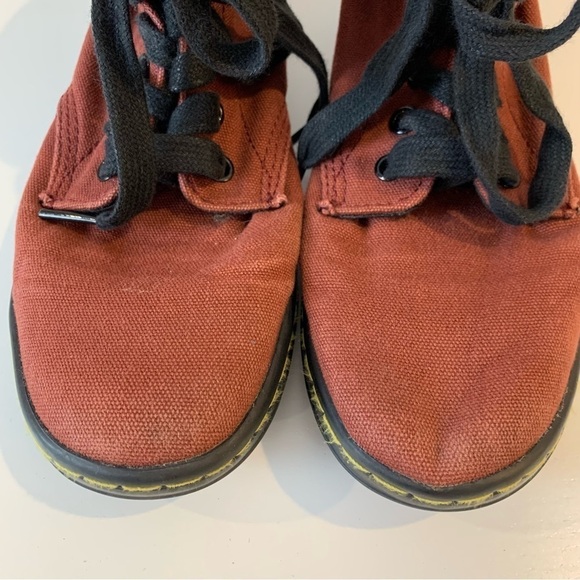 Dr Martens sz 6 Red Maelly Canvas Ankle Boots Padded Collar Women's Shoes - Picture 7 of 12